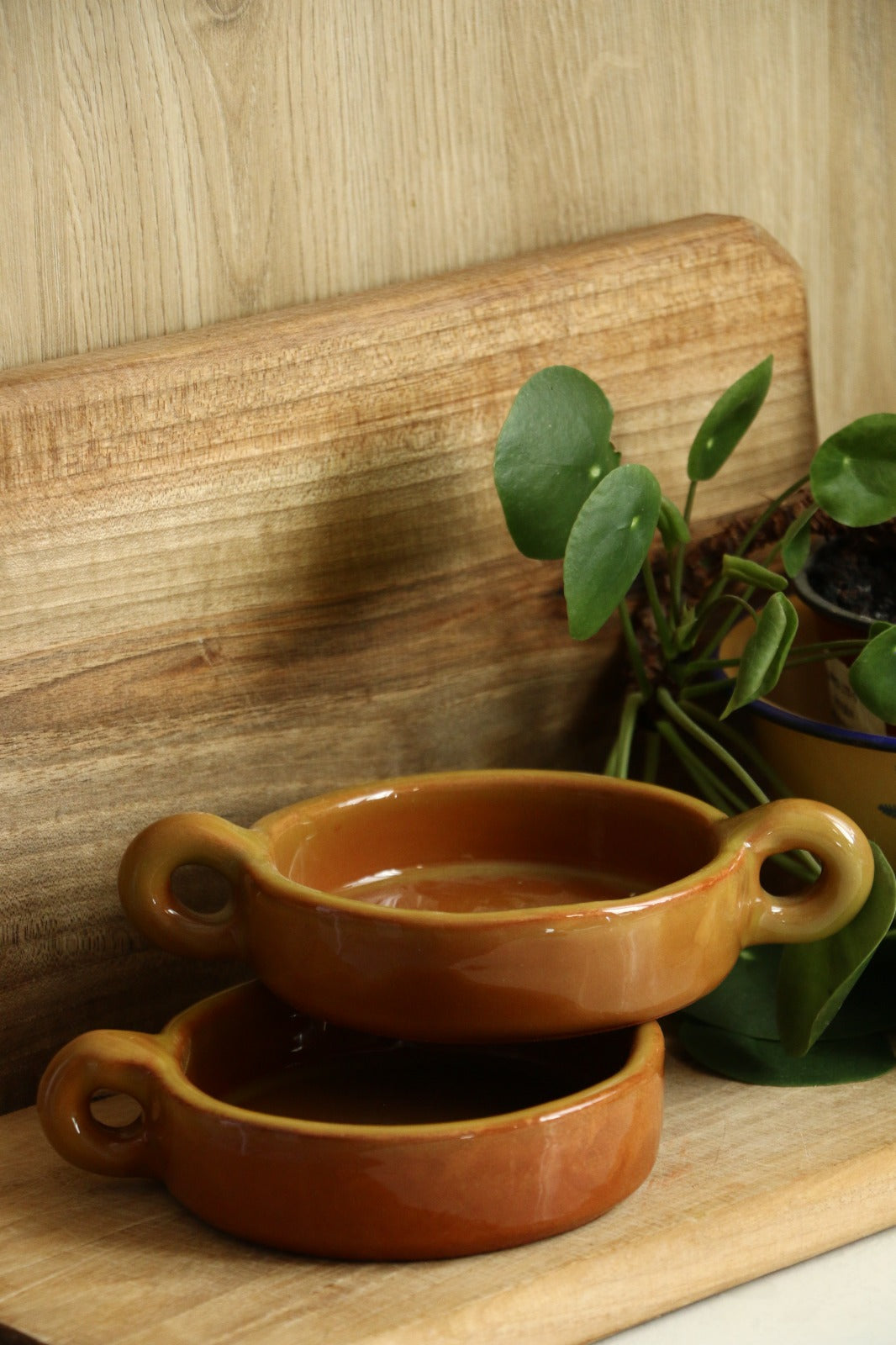 El Yapımı Dekoratif Tek Kulplu Sarı Desenli Renk Kase -Mezelik