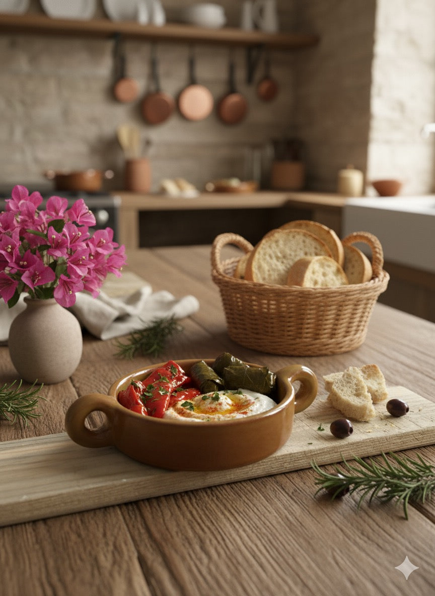 El Yapımı Dekoratif Kulplu Sarı Renk Kase -Mezelik