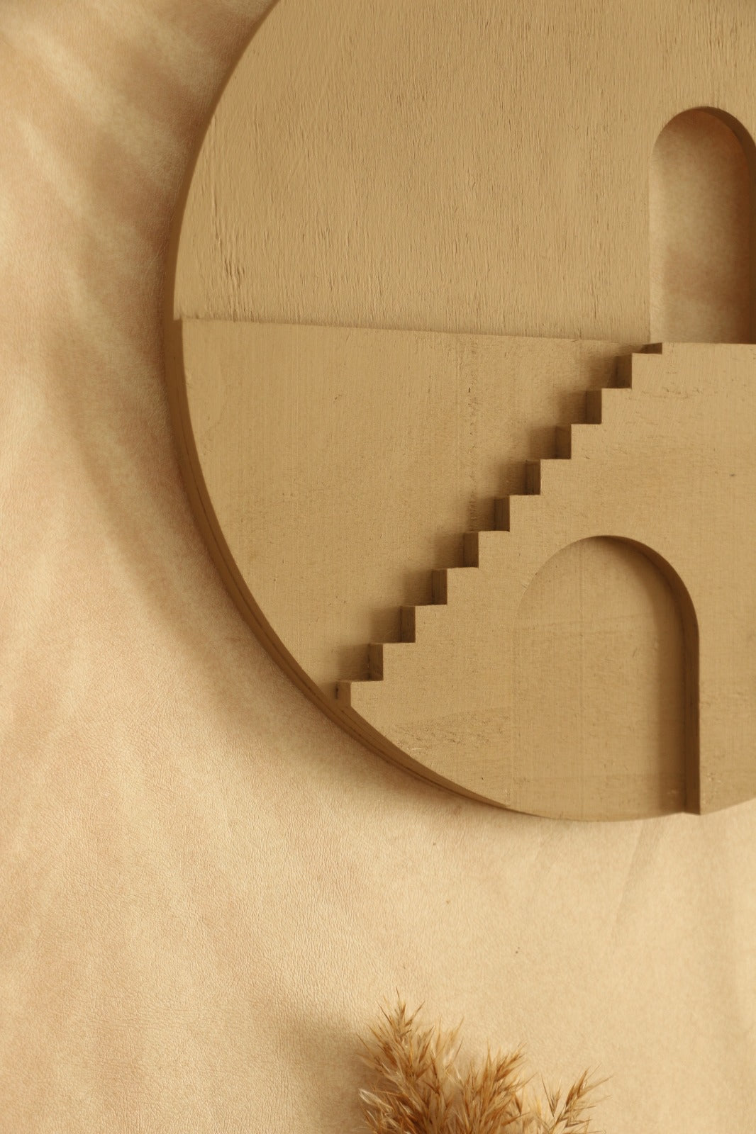 Minimal Tarz Bej Renk El Yapımı Dekoratif Katmanlı Tablo