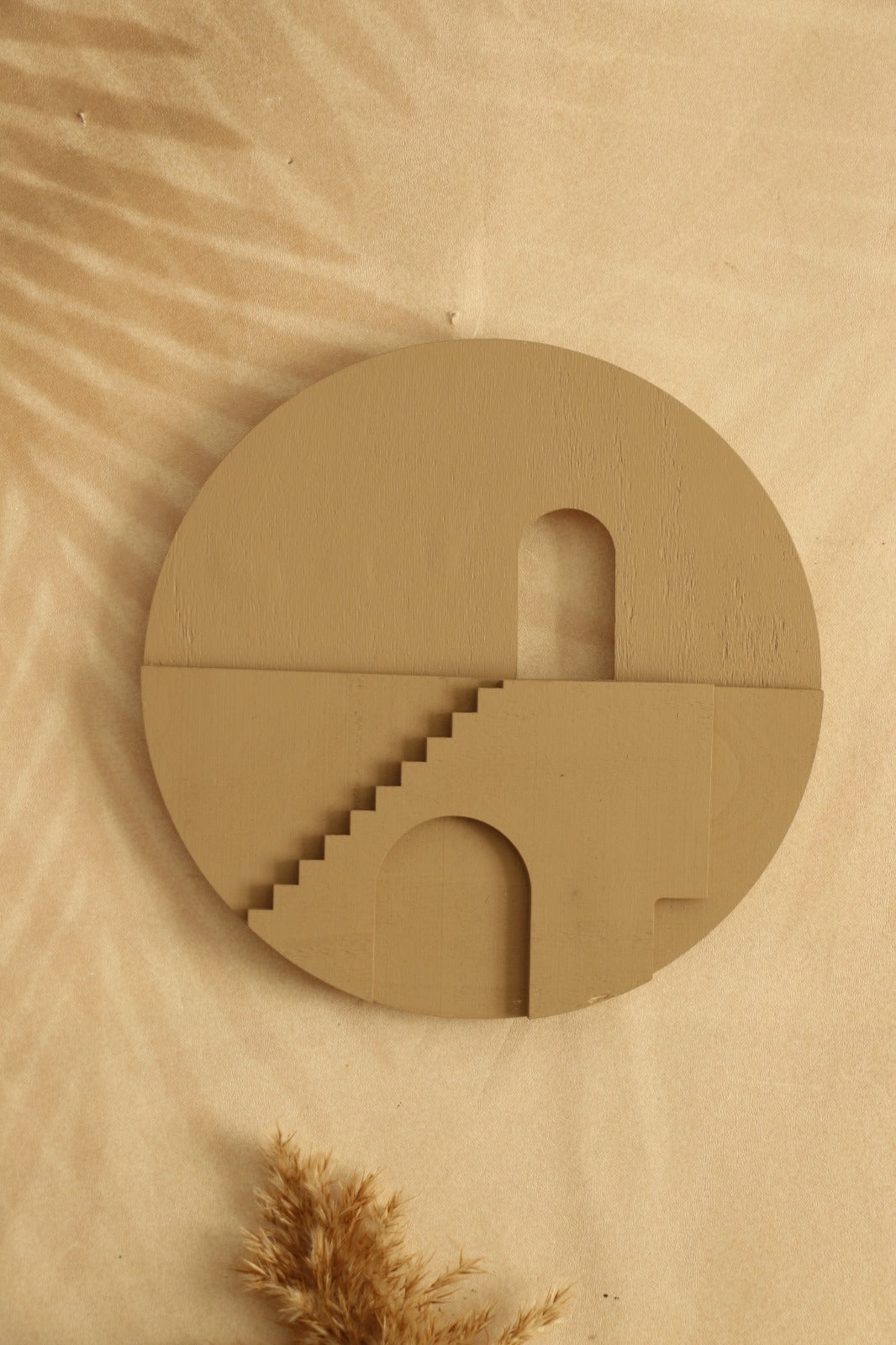 Minimal Tarz Bej Renk El Yapımı Dekoratif Katmanlı Tablo