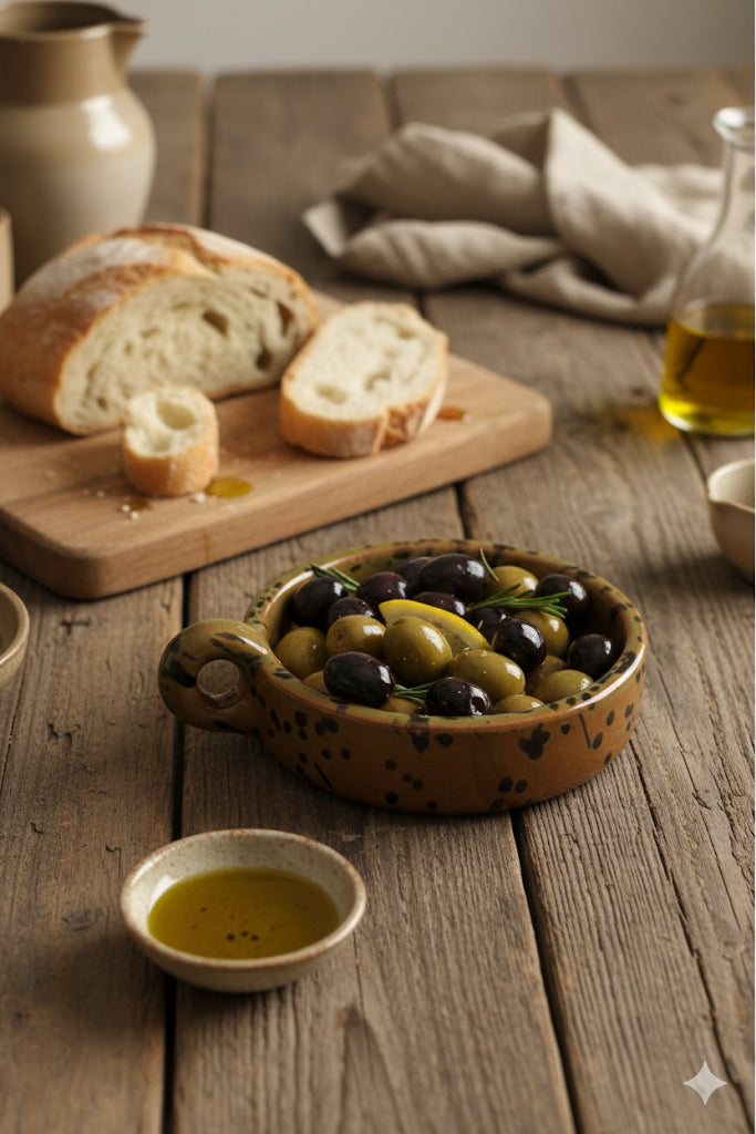 El Yapımı Dekoratif Tek Kulplu Yeşil  Desenli Renk Kase -Mezelik