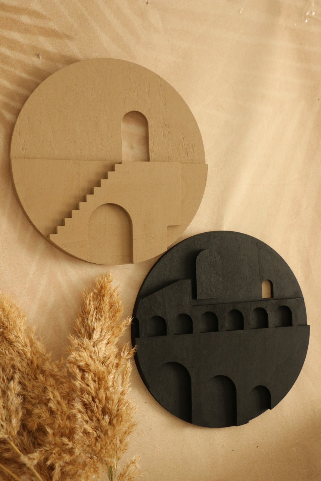 Minimal Tarz Bej Renk El Yapımı Dekoratif Katmanlı Tablo