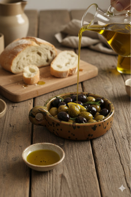 El Yapımı Dekoratif Tek Kulplu Yeşil  Desenli Renk Kase -Mezelik