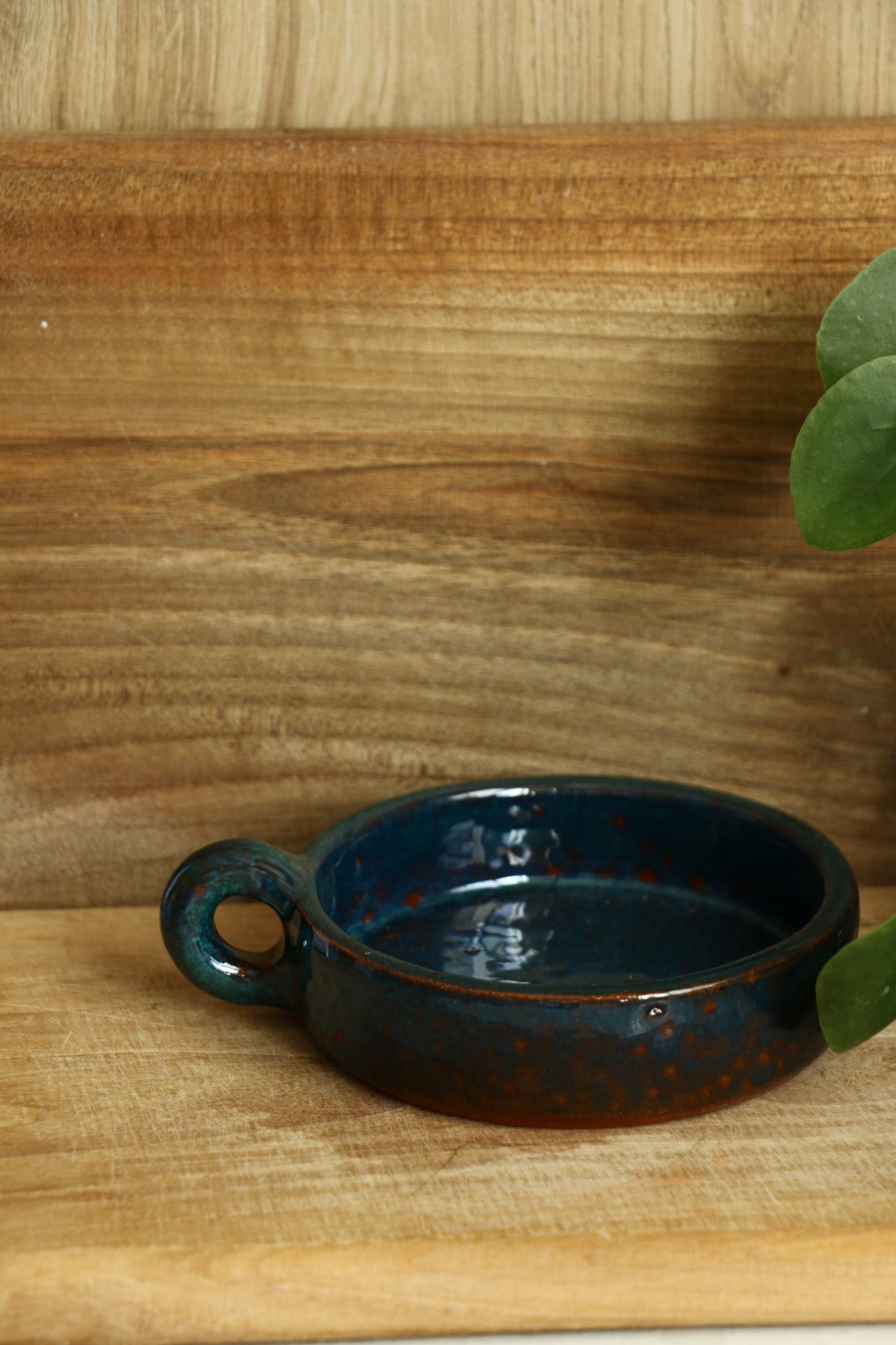 El Yapımı Dekoratif Tek Kulplu Mavi Desenli Renk Kase -Mezelik