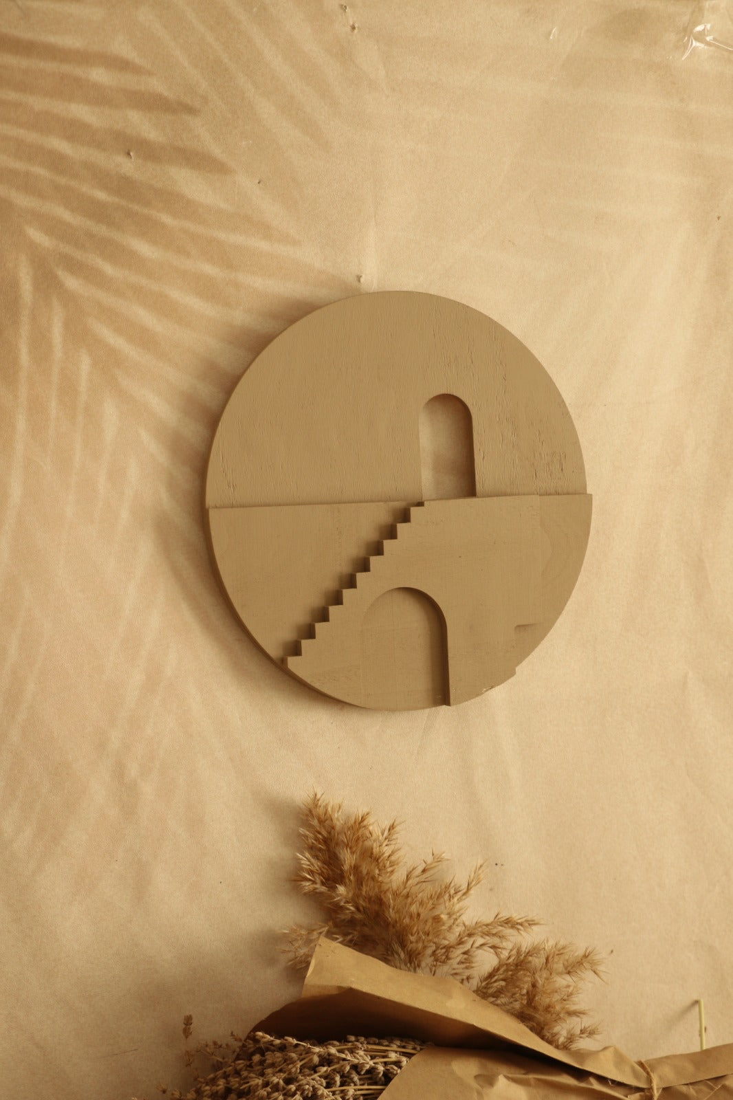 Minimal Tarz Bej Renk El Yapımı Dekoratif Katmanlı Tablo