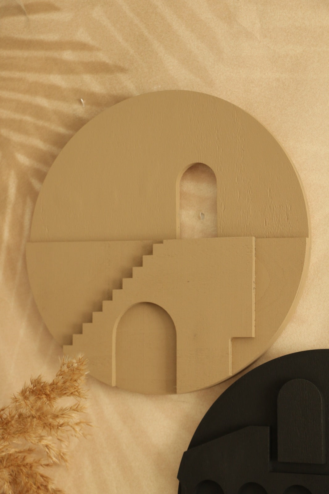 Minimal Tarz Bej Renk El Yapımı Dekoratif Katmanlı Tablo