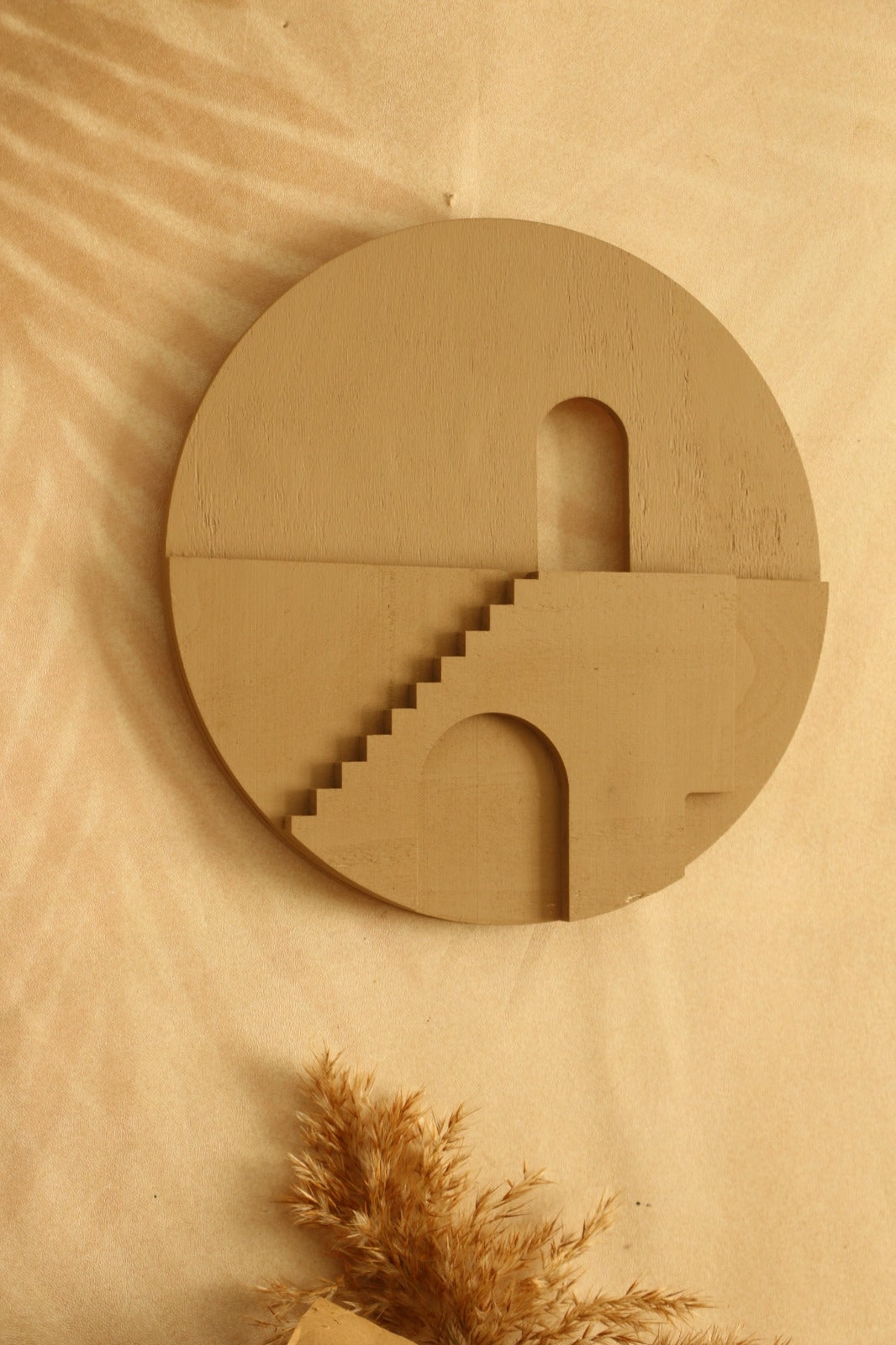 Minimal Tarz Bej Renk El Yapımı Dekoratif Katmanlı Tablo