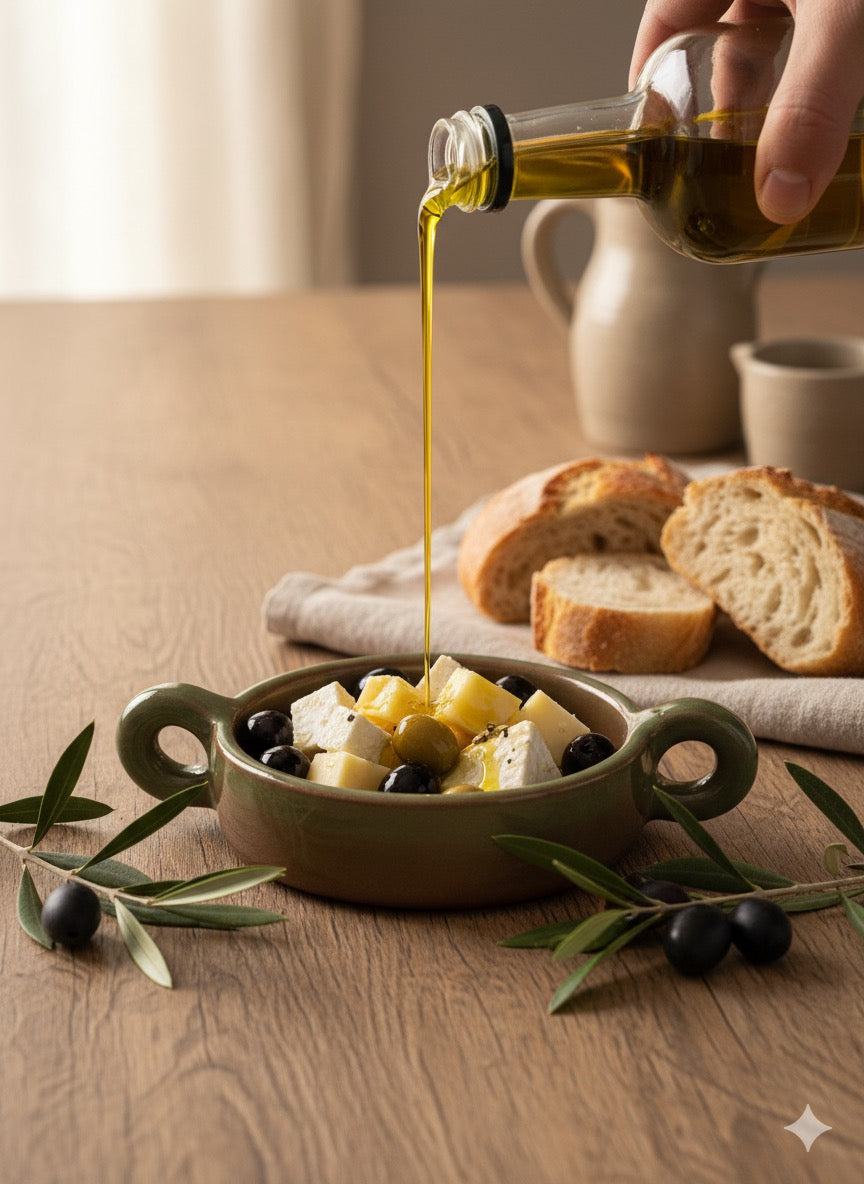 El Yapımı Dekoratif Kulplu Yeşil Renk Kase -Mezelik