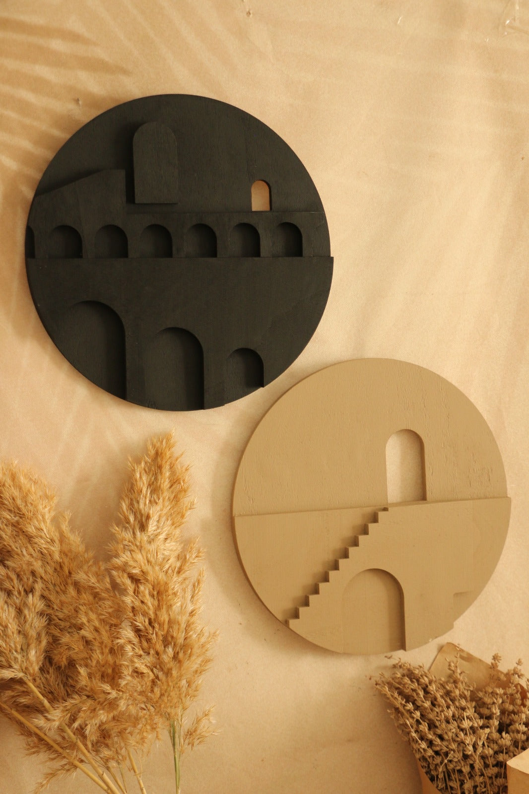 Minimal Tarz Bej Renk El Yapımı Dekoratif Katmanlı Tablo