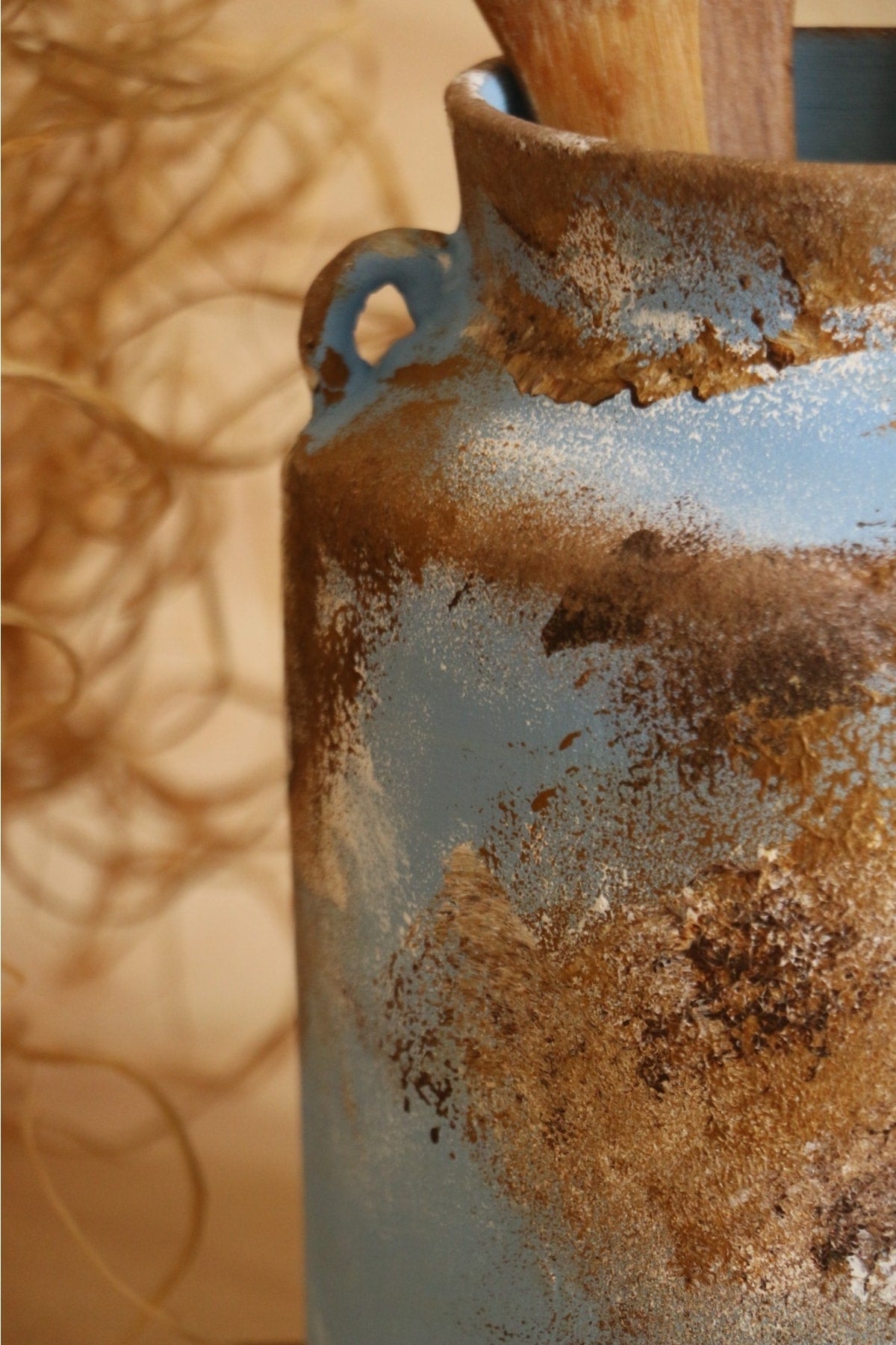 Hoyatap El Yapımı Kulplu Büyük Vintage Eskitme Kaşıklık